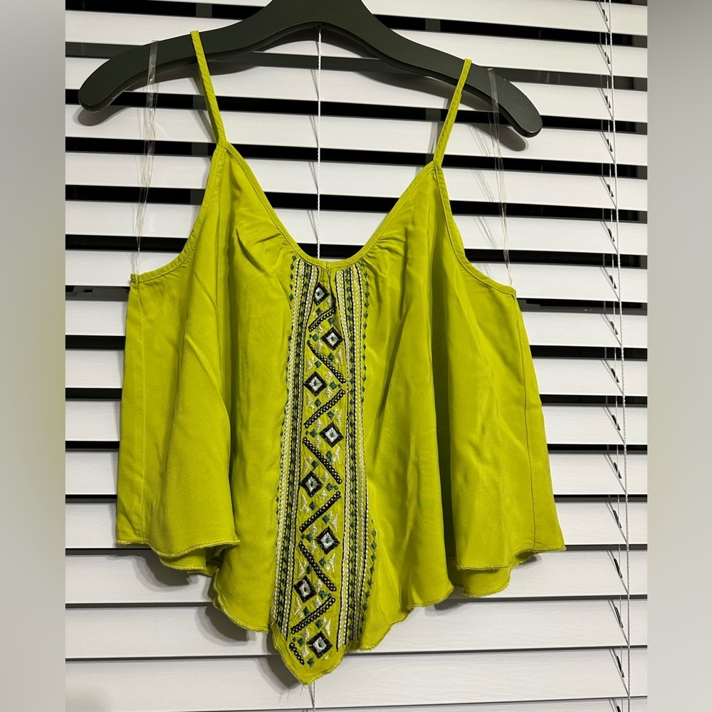 #9)  Society Girl green embroidered crop top